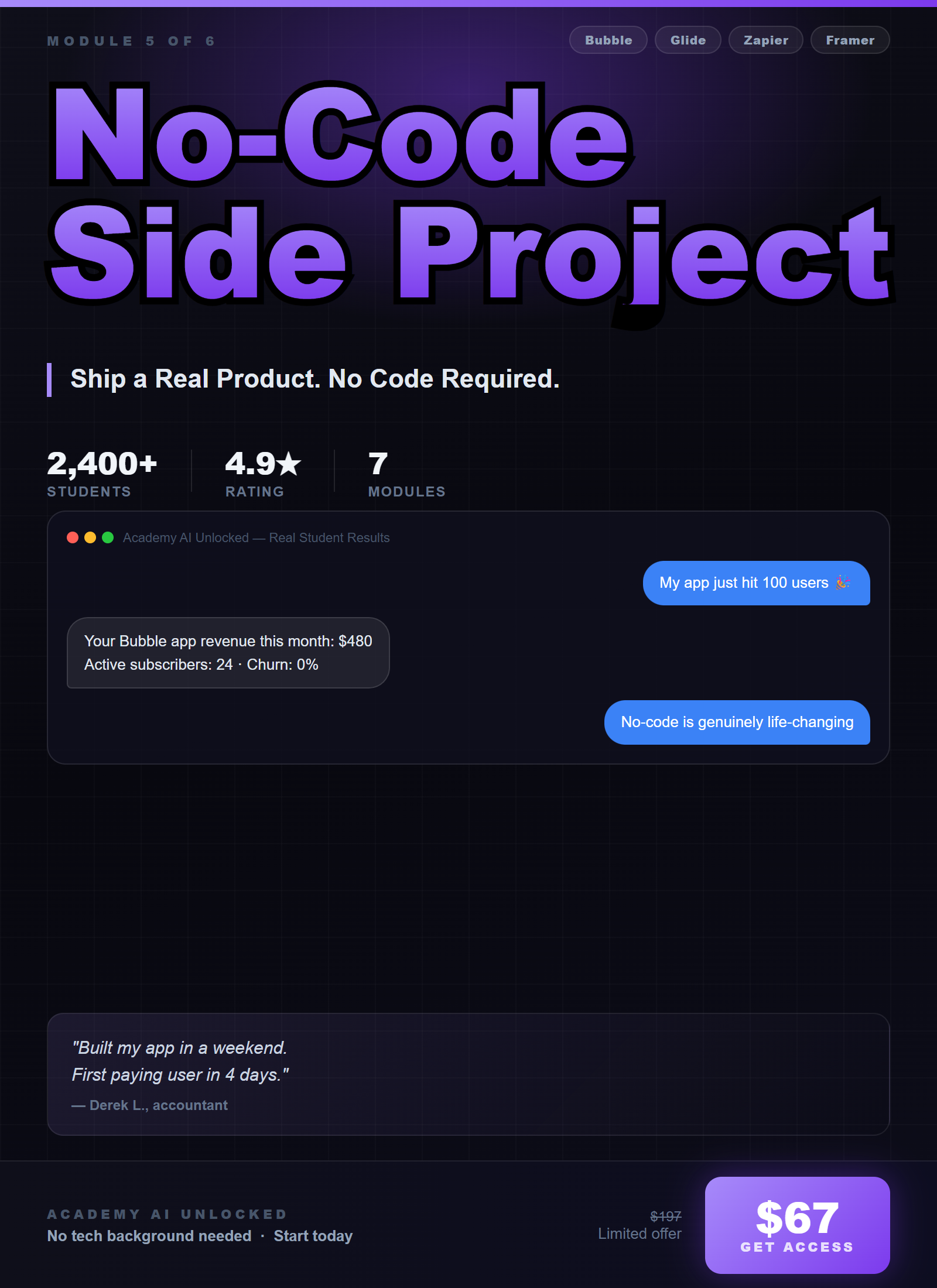 No-Code Side Project course cover